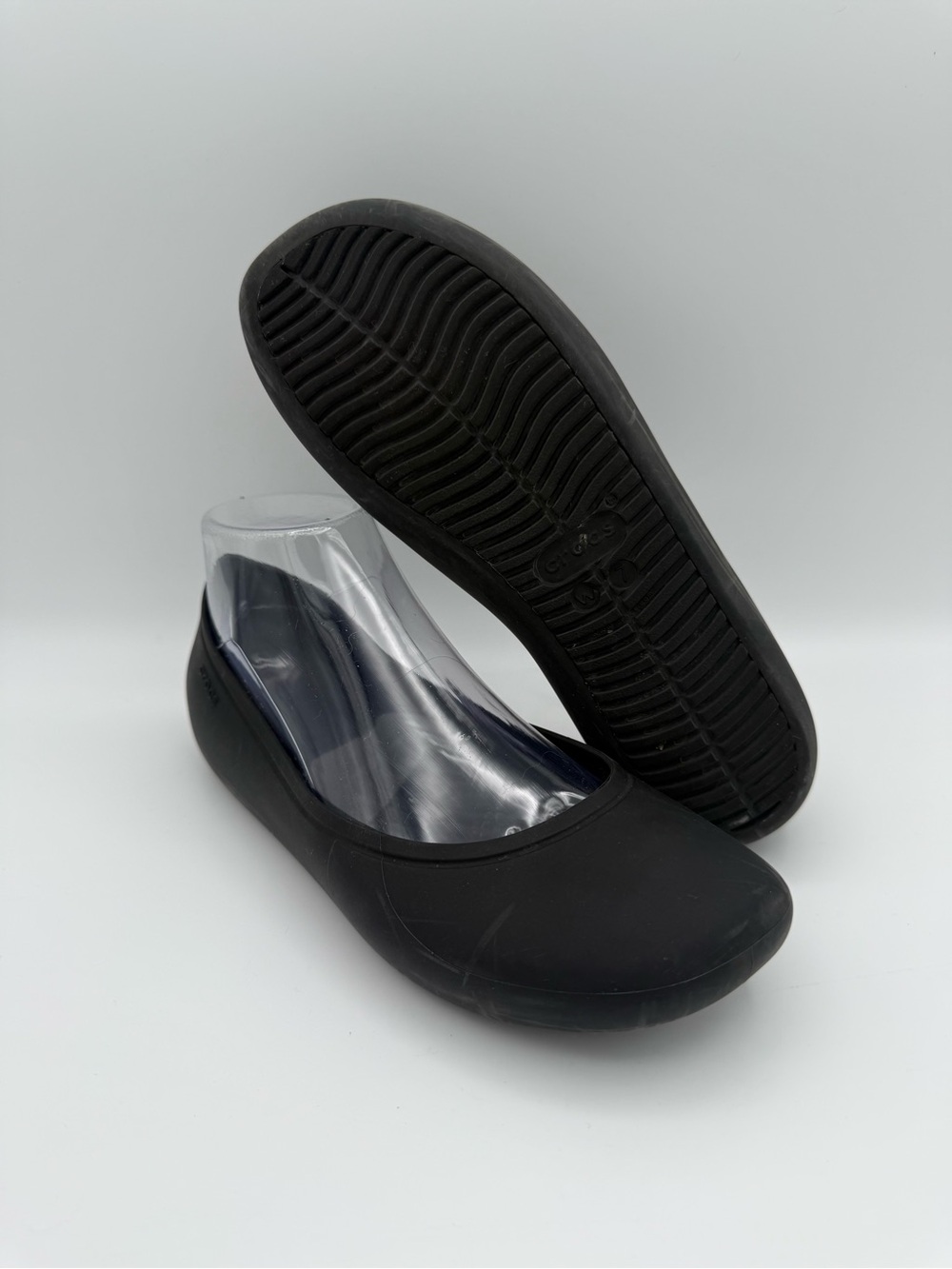 Women's Crocs Brooklyn Black Ballet Dance Dress Flat Slip-On‎ Shoes Size 7
